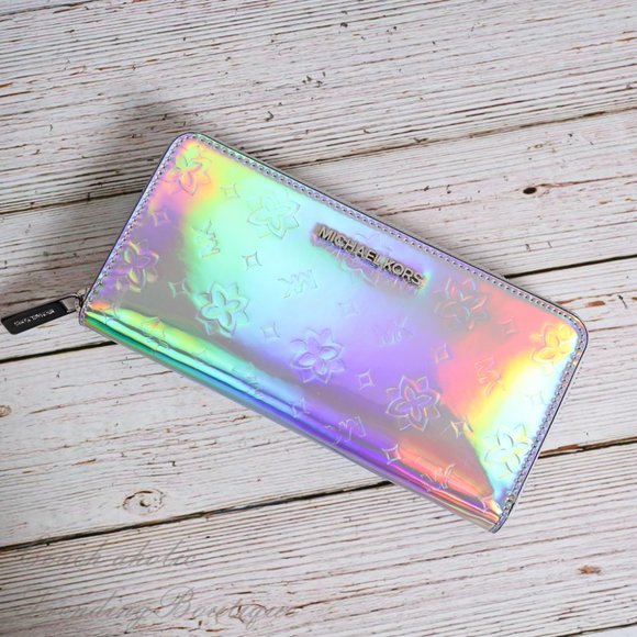 NWT Michael Kors Iridescent Hologram Zip Wallet - Picture 3 of 8